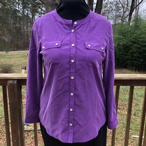 Chico’s Button Long Sleeve Purple Modal Shirt